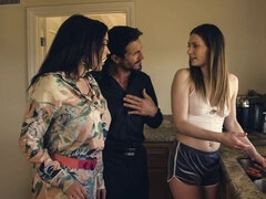 큰 엉덩이, 오랄섹스, 흑갈색 머리, 두여자와 한남자, 핸드잡, 보지, 쓰리섬, 젖가슴