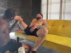 Muscular guys enjoy big cocks and get off together