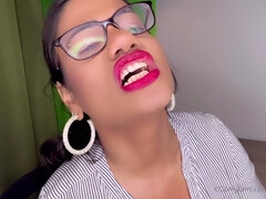 Gros seins, Noir ébène, Doigter, Fait maison, Bureau