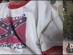 Ravishing black chick Bambi Bliss gobbles up vanilla cocks and gets their cum shots on her