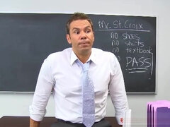 Busty student 18+ Britney Young Spreads Her Wet Vagina For School Teacher