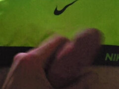 Using My Step Sis Bra to Help Me Cum in Her Green Nike Pro Sports Bra