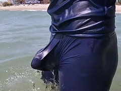 Surfer Gets Erect in His Lycra for the Pleasure of the People