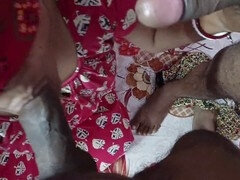 Indian Bengali housewife Boudi takes on dual meatpipes