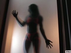 Grosse titten, Schwarz, Handjob, Lingerie, Masturbation, Transfrau, Solo
