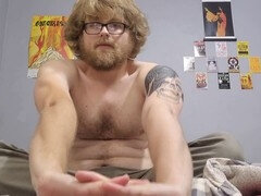 Chill night with 420 smoking, drinking, and solo fun for blonde guy