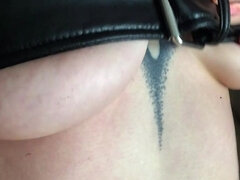 Big-boobed Babe Dancing Passionately in a Leather Bodysuit