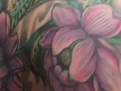 Enthousiasteling, Badkamer, Grote kont, Stel, Kut duiken, Douche, Tatoeage, Tieten likken