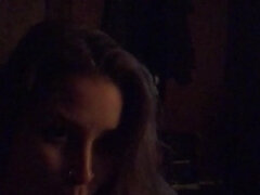 Obciąganie, Brunetka, Para, Wytrysk do ust, Dziewczyna, Punkt widzenia