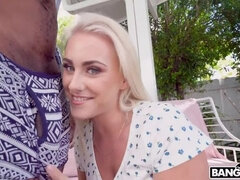 Grote kont, Blond, Sperma in gezicht, Hd, Interraciaal, Buiten