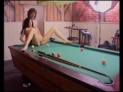 Sexy German Brunette Gives Hot Blowjob by Pool Table