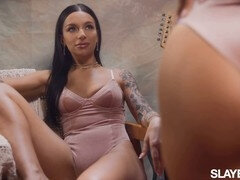 Insatiable April Olsen takes sexy girlfriend Vanna Bardot to new heights with a strap-on