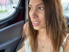 Squirting Latina Swallows Big Dick in Uber Ride - Kicked Out After Public Orgasms!
