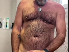 Daddy shower time. Empting my balls for my boys. Cum shot and a great wank