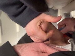 Public pov, risky blowjob, public cum swallow