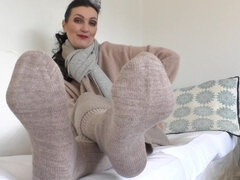 Intensive Smelly Sock Sniffing and Jerking off Your Cock in a Knitted Glove, JOI, POV