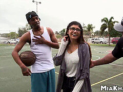 Mia Khalifa gets dual penetration from two large hard-ons