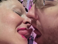 素人, アメリカ人, ぽっちゃり, カップル, キス, 熟年