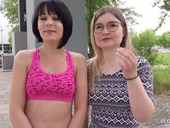 Naughty german girls first threesome sex