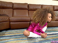 super hot Curly Haired ebony Stepdaughter smashes Stepdaddy