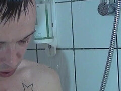 Gino Show Jerking off in the Shower Shower