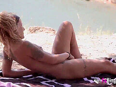 Outdoor voyeur sex at the beach with sexy skinny milf Araceli