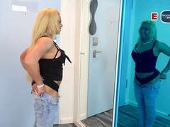 German secret footage of a platinum-blonde cougar getting naughty