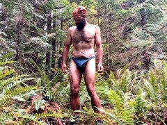 Dirty Hiker shows off his huge cock while dancing in the great outdoors
