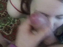 I lick my friend's balls and he cum on my face