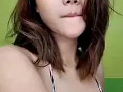 Chica, Tetas grandes, Divertido, Indonesio, Masturbación, Solo, Adolescente, Tetas