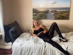 Blondine, Schmuddelige sprache, Deutsch, Reif, Nylon, Solo