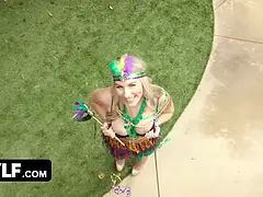 Milf sweetie Bunny Madison celebrates mardi gras with fucking doggy style with her young boyfriend - mylf