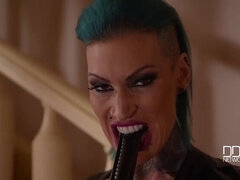 Inked MILF Nathalie's Anal Adventure with a Giant Dildo