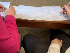 Last day of school handjob under the table from my classmate Marshmallowsweet