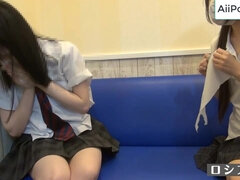 Amateur, Asiático, Japonés, Lesbiana, Pequeña, Estudiante, Adolescente, Trio