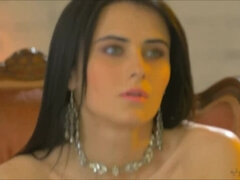 Mona in a romantic candlelight undressed and caress her flawless body