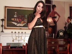 Européenne, Français, Talons, Naturelle, Petite femme, Jupe, Solo, Jarretelles