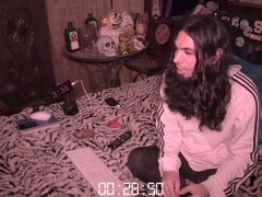 Goth punk boy from Ska Fest #11 eats his cum in full webcam show