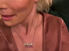 Blonde and horny Barbie Viking loves showing off her wet pussy