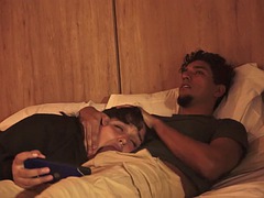 I go to bed alone to watch a movie and my stepbrother comes to see it with me
