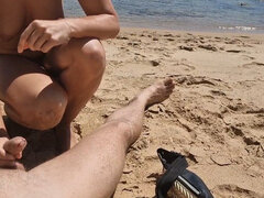 Stepsister Gives Nude Blowjob to Stepfather on a Public Beach