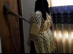 Egypt Muslim BBW Aunty Gets Stuck Under Bed While Cleaning Room Then Neighbor Helps Her & Give Something Behind