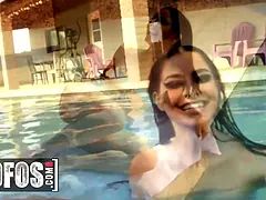 Mofos - dark haired hottie kaitlyn katsaros visits her hung neighbour's pool with a unsheathing bathing suit