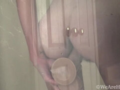 Vanessa Bush masturbates with a toy in the shower