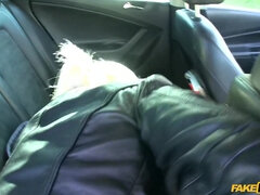 Blonde Explores Cabbie's Cock And Balls - Reality Taxi Sex in Condom