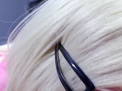 Enthousiasteling, Blond, Pijpbeurt, Sperma in mond, Ladyboy, Ondergoed, Gezichtspunt, Shemale