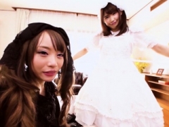 Aziatisch, Pijpbeurt, Hd, Gezichtspunt, Tiener, Trio, Uniformpje