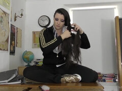 Brytyjski, Fetysz, Hd, Naturalny, Uczennica, Odpędzanie, Nastolatki, Jednolity