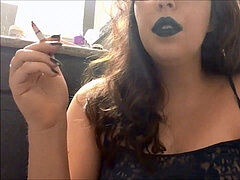 Chubby Goth Teen Smoking Red speculum Tip 100 cigarette Double Chin big