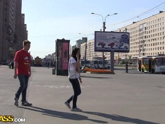 Kira Queen in a pair of guys slammed kira in an outdoor sex vid